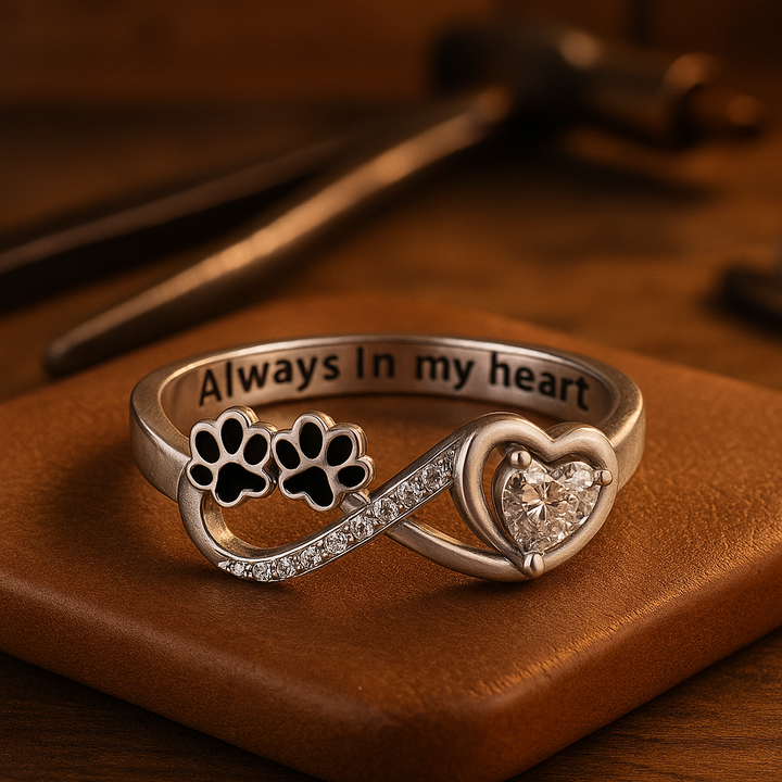 Bague en zirconium au design cœur et infini