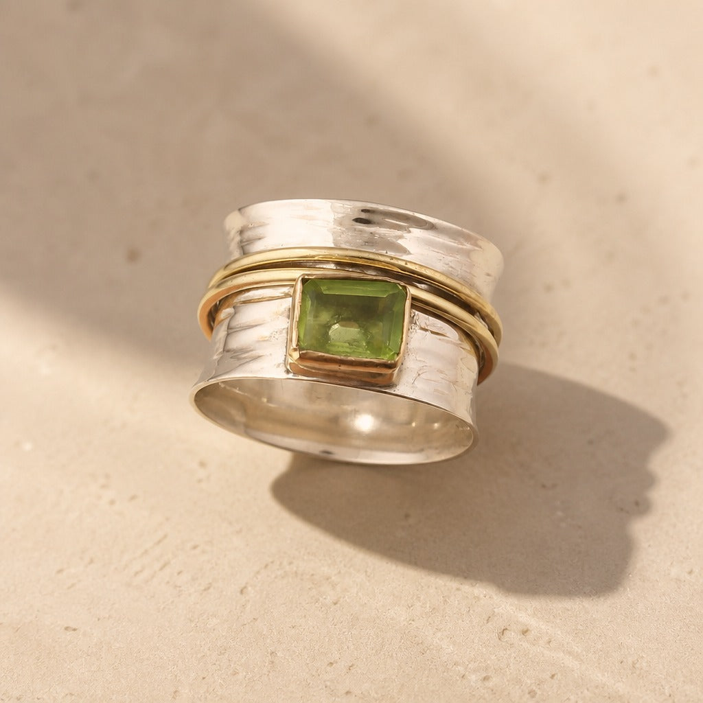 Bague Bicolore en Zirconium et Péridot
