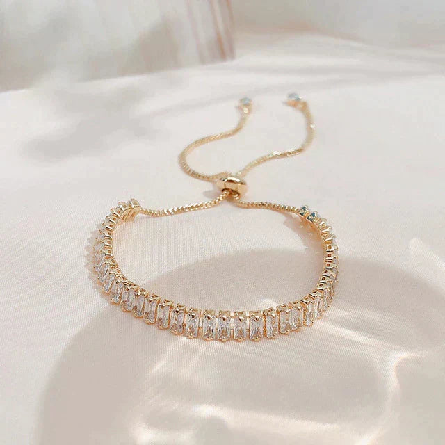 Bracelet ajustable en or avec zirconium cubique