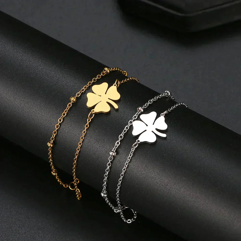 Bracelet en Or et Argent Trèfle