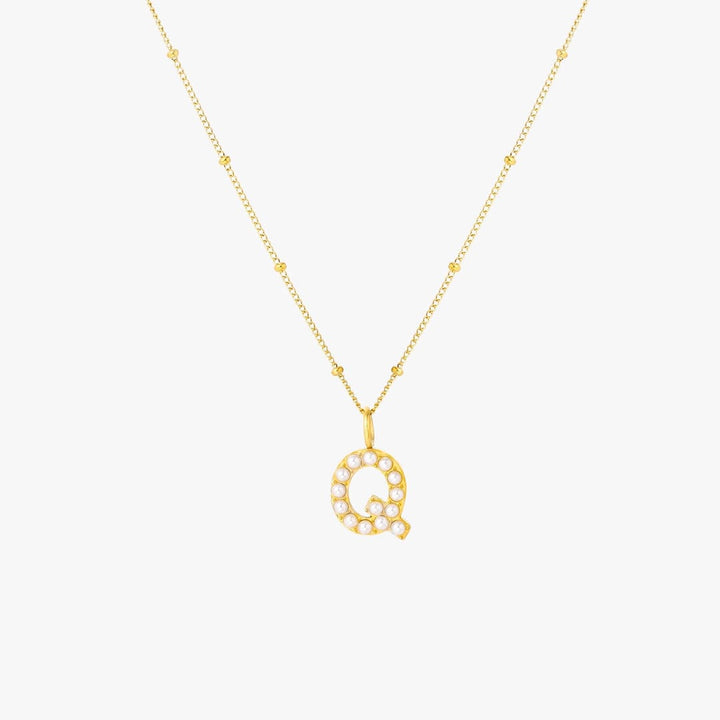 Collier Pendentif Initial en Perles