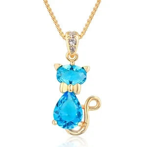 Collier Pendentif en Cristal Chat