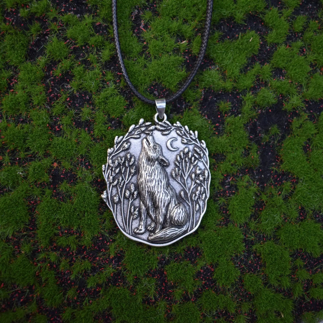Pendentif Loup Lune - Collier Esprit Animal