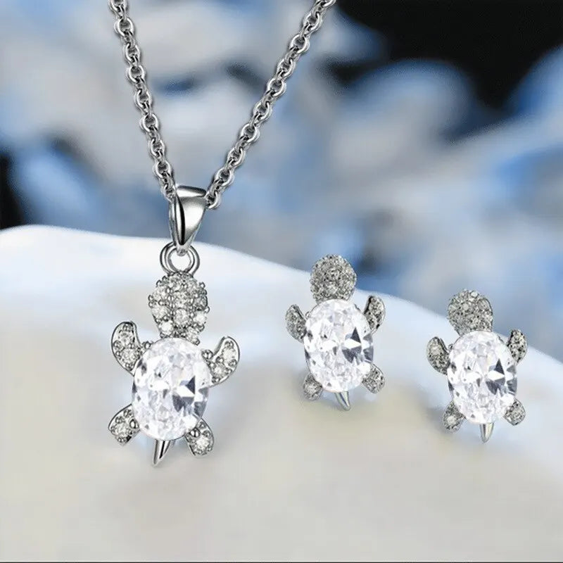 Collier Magnifique en Forme de Tortue de Mer avec Boucles d&