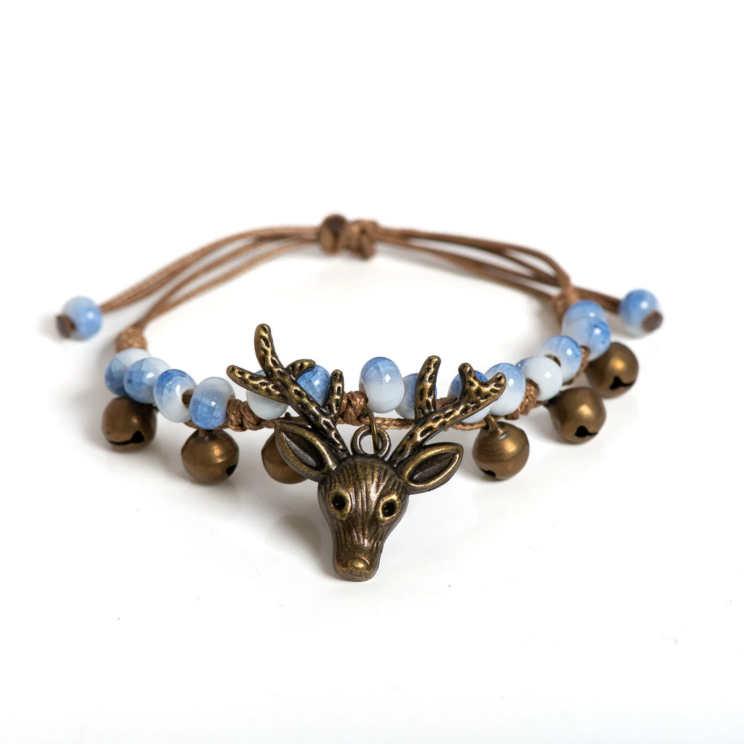 Bracelet en céramique fait main avec pendentif en forme de faon
