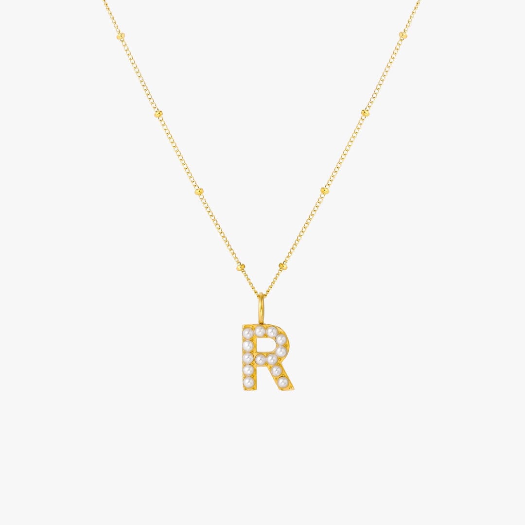Collier Pendentif Initial en Perles