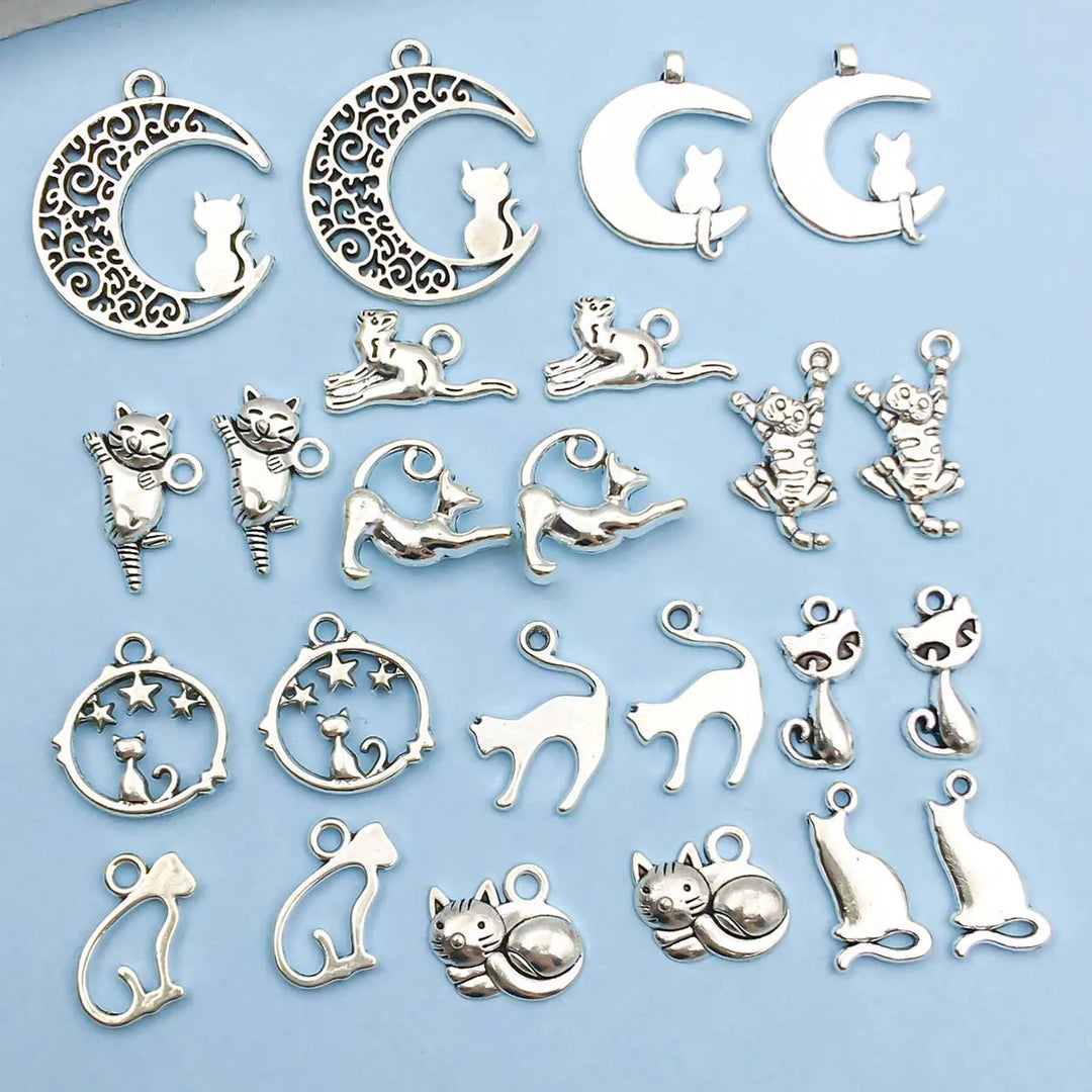 Collection de Charms en Argent Vintage sur le Thème des Chats