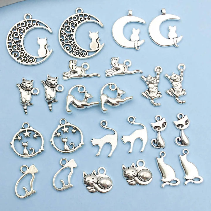 Collection de Charms en Argent Vintage sur le Thème des Chats