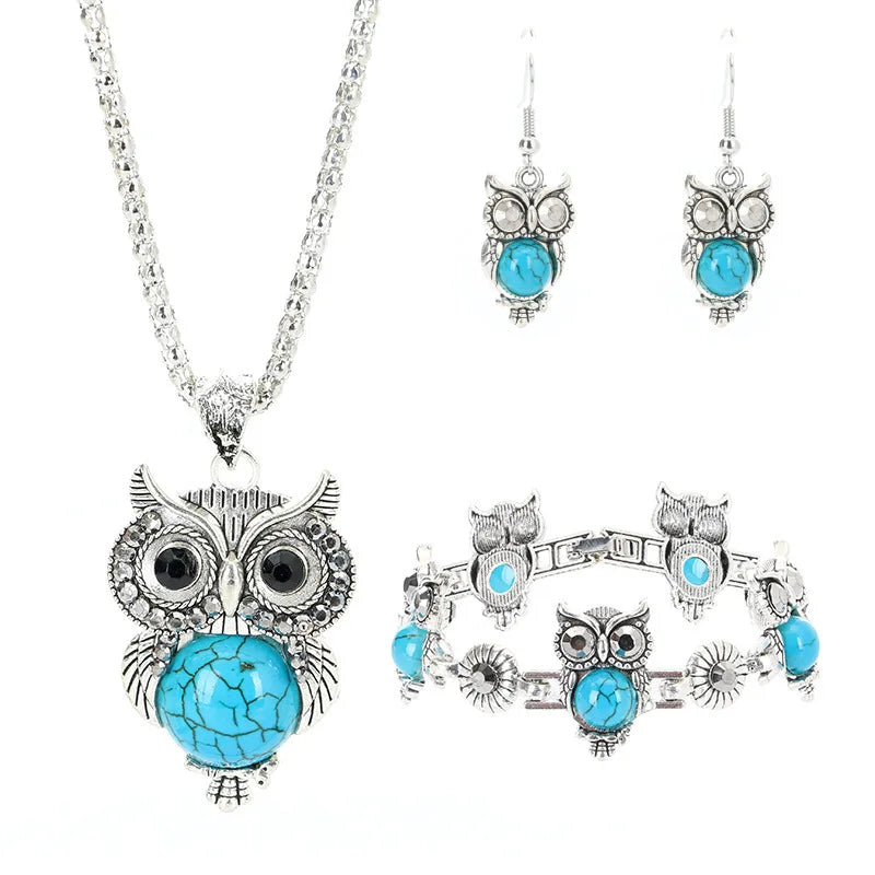Ensemble de Bijoux Hibou Sagesse Turquoise