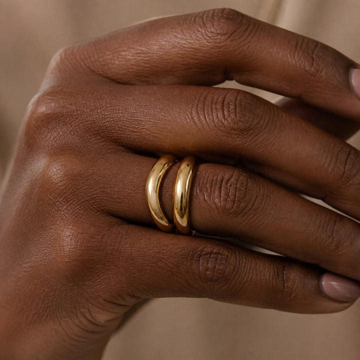 Bague à Double Courbe Haute