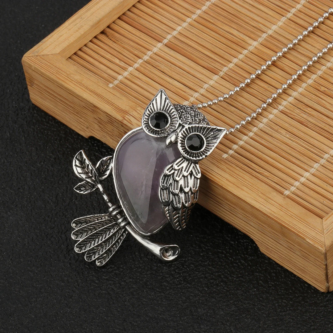 Pendentif en cristal de chouette sage