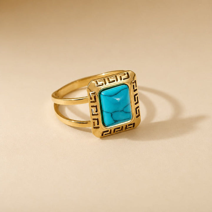 Bagues Rétro Géométriques en Turquoise