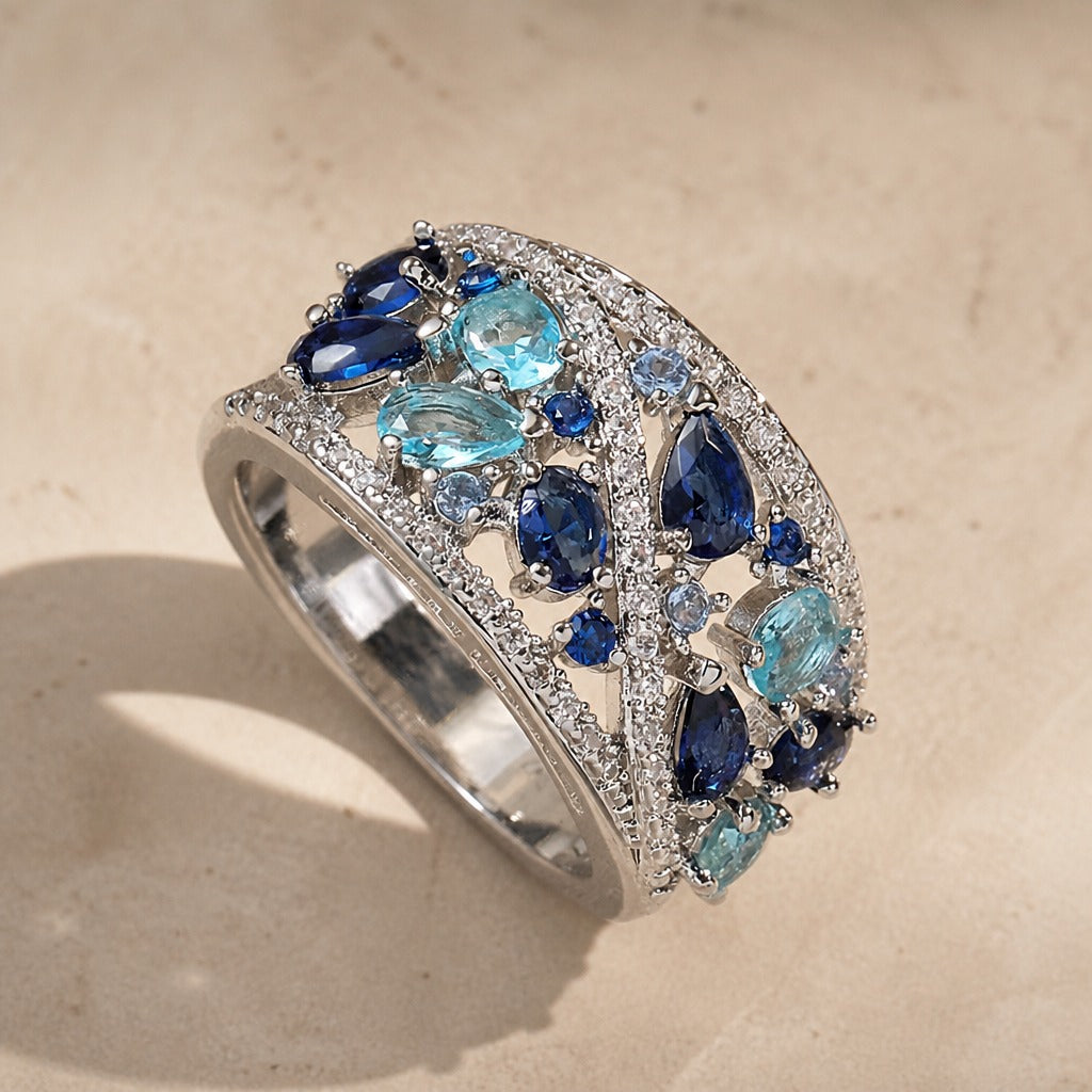 Bague Marquise Rétro en Pavé Cluster