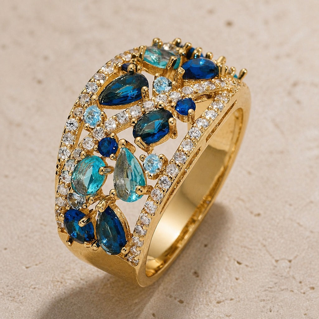 Bague Marquise Rétro en Pavé Cluster