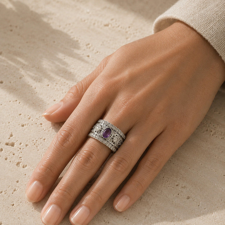 Bague Rétro Large en Zirconium