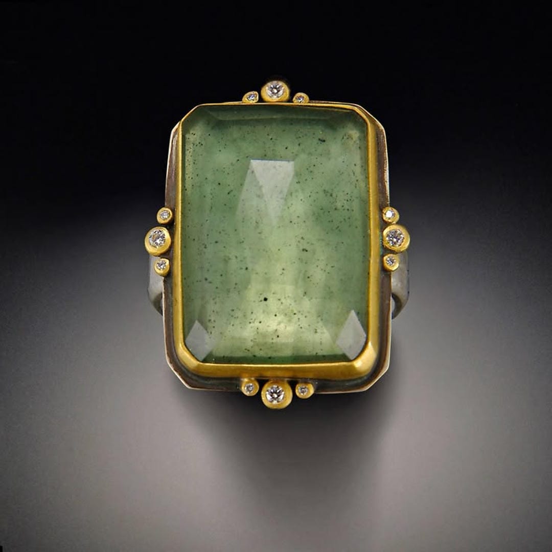 Bague en Cristal Carré de Style Rétro Français