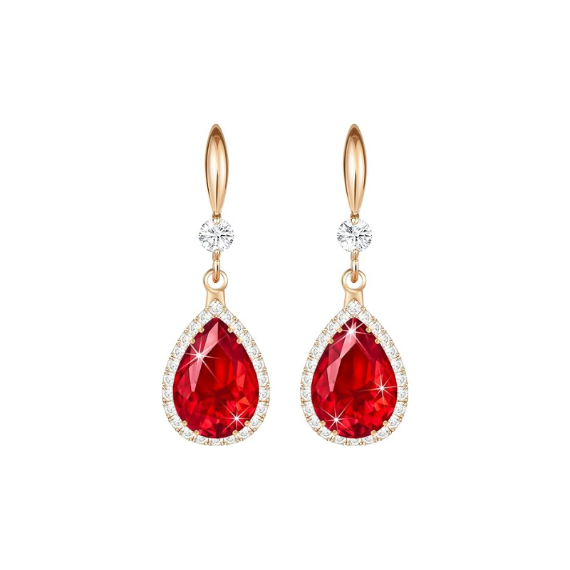 Ruby Drop-Shaped Earrings | Rose Gold
