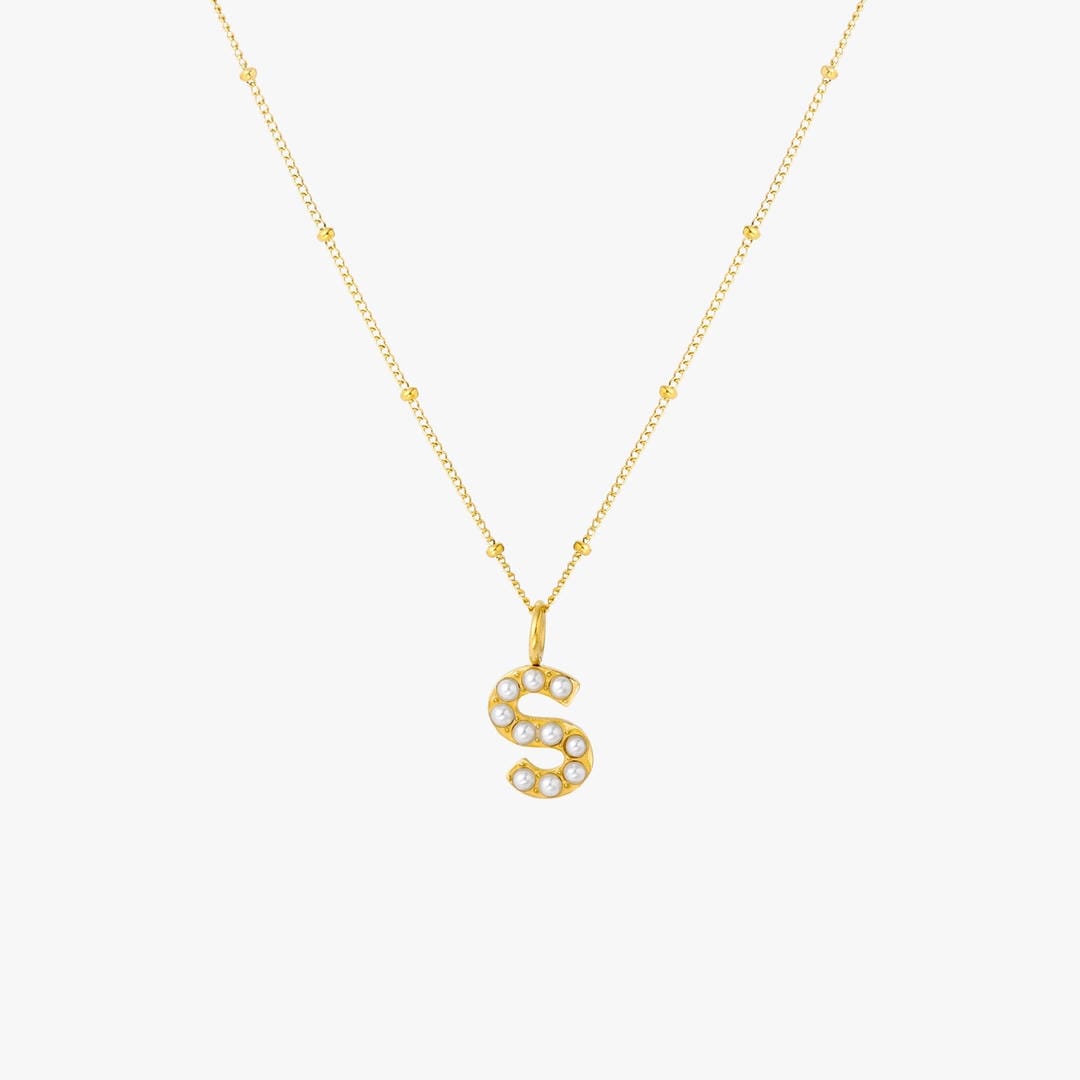 Collier Pendentif Initial en Perles
