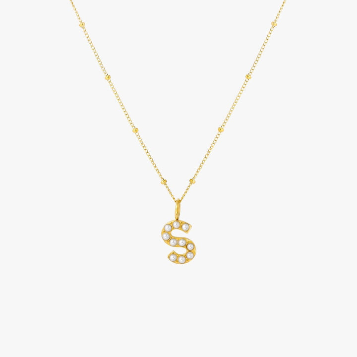 Collier Pendentif Initial en Perles