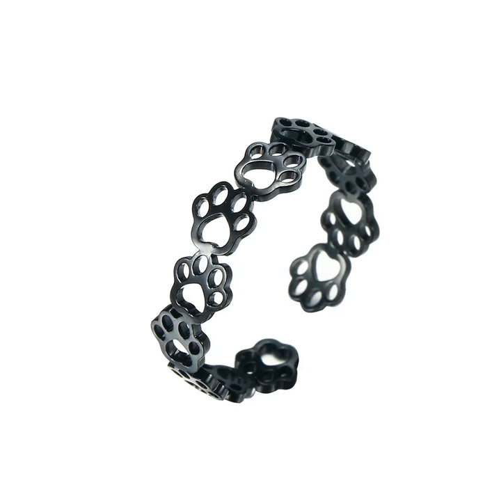Bague Ajustable en Empreinte de Patte – En Acier Inoxydable