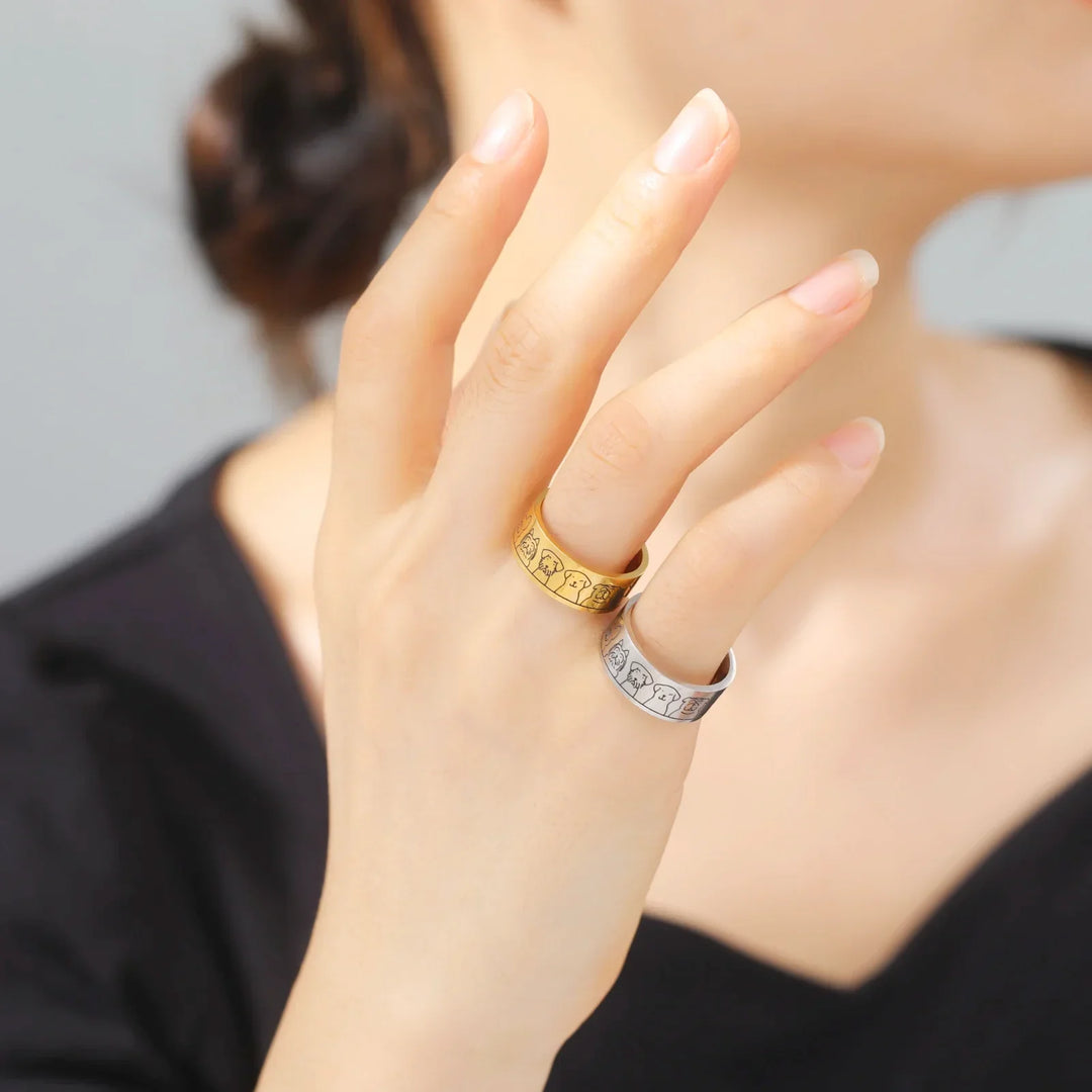 Bague en Acier Inoxydable pour Chien – Design Gravé pour Femmes