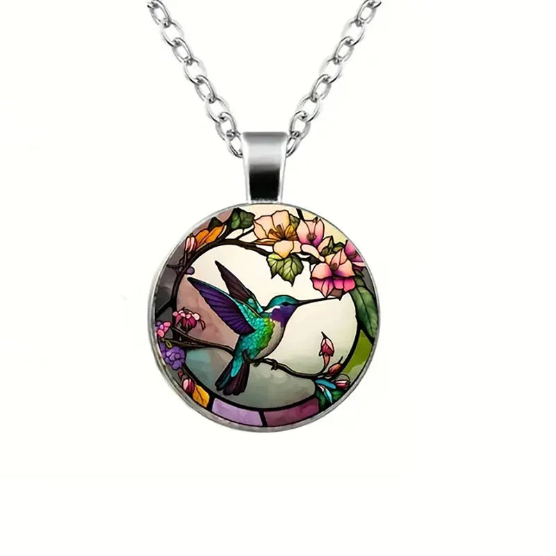 Collier Pendentif en Verre Dôme Colibri