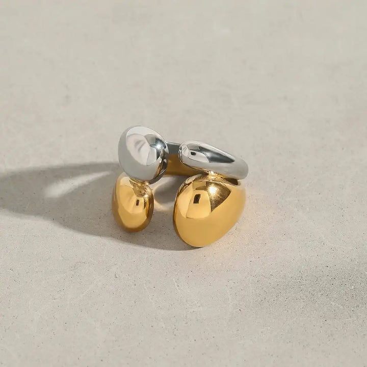 Bague Empilable Bicolore en Or et Argent