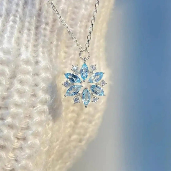 Blue Snowflake White Gold Pendant