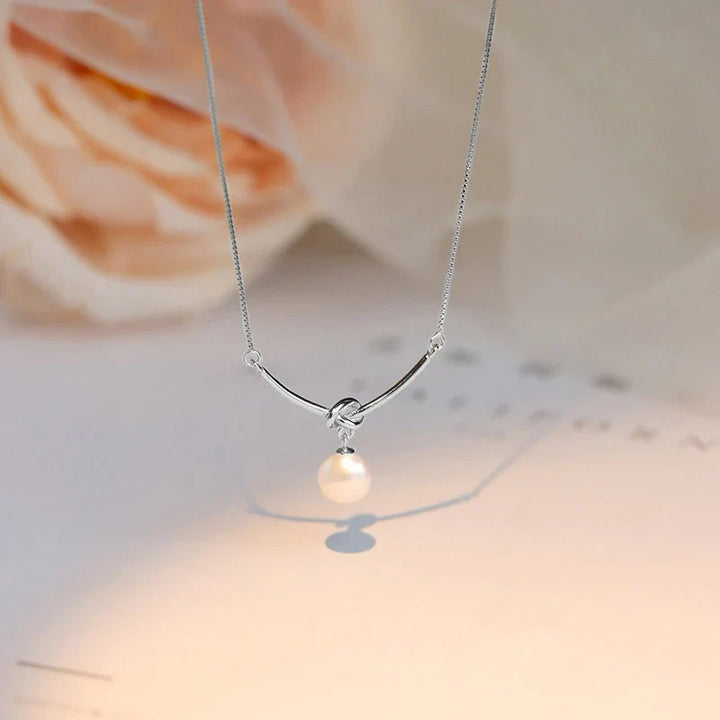 Collier Pendentif en Perles Rondes Immitation