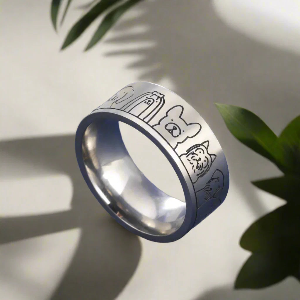 Bague en Acier Inoxydable pour Chien – Design Gravé pour Femmes