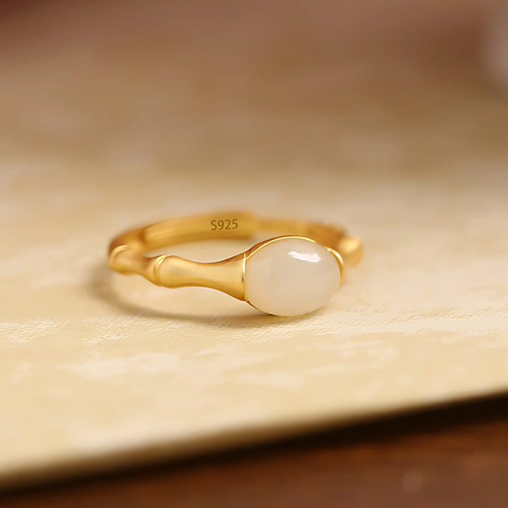 Bague en bambou avec perle polie