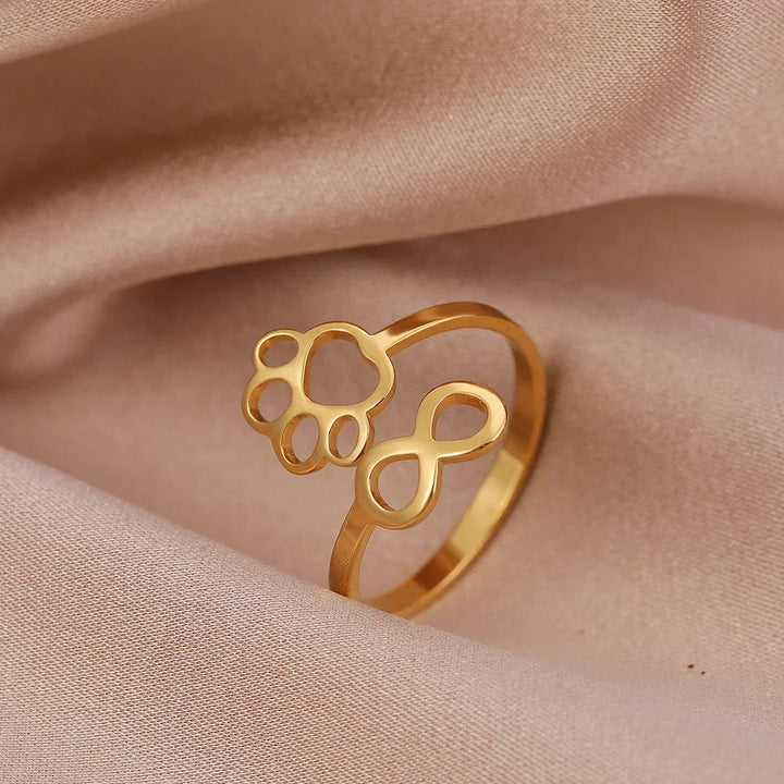 Bague Ajustable Infini Patte en Acier Inoxydable