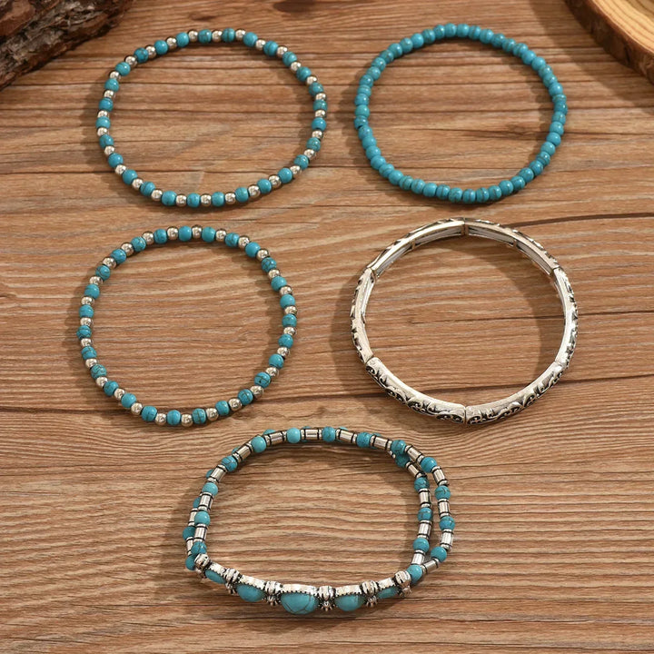 Ensemble de Bracelets en Perles de Turquoise Bohémien
