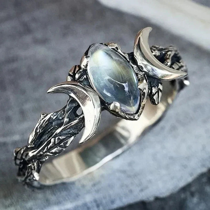 Bague en Pierre de Lune en Croissant Céleste