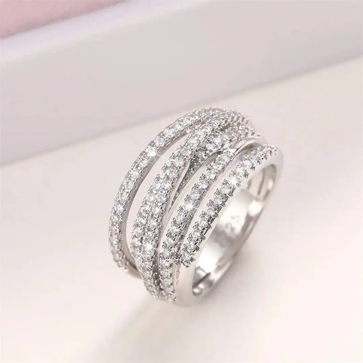 Bague Croisée en Zircone Superposée