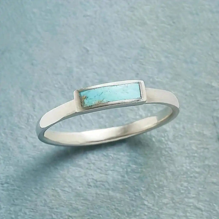 Bague Bar Classique en Argent et Turquoise