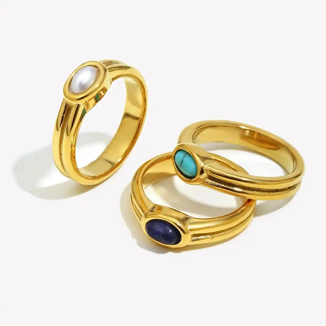 Bague Vintage en Pierre Naturelle Dorée