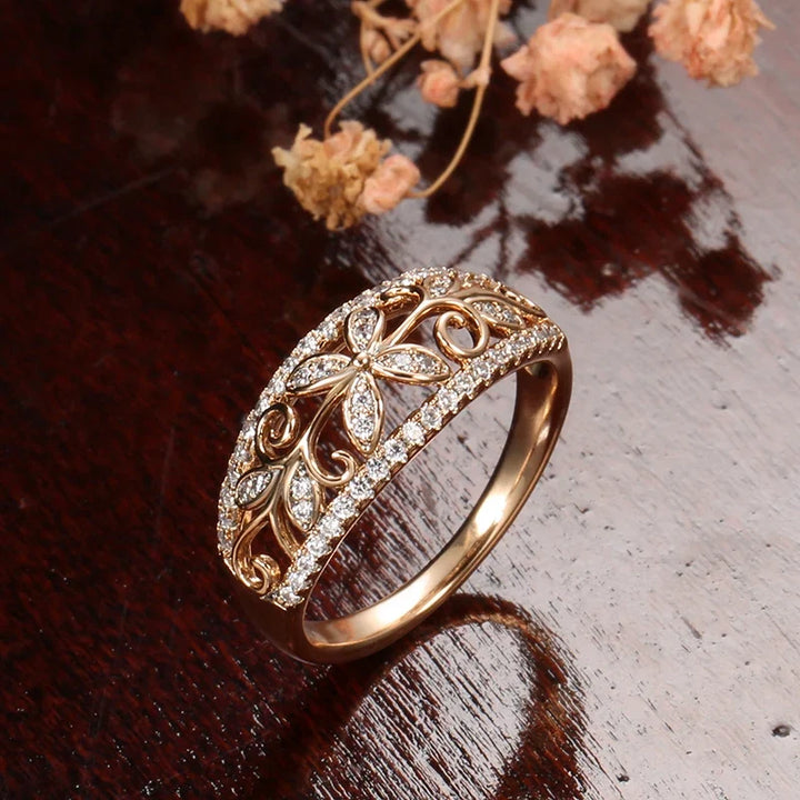Bague Vintage en Perles Florales en Filigrane