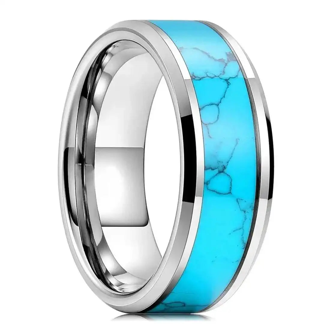 Bague en argent ornée de turquoise