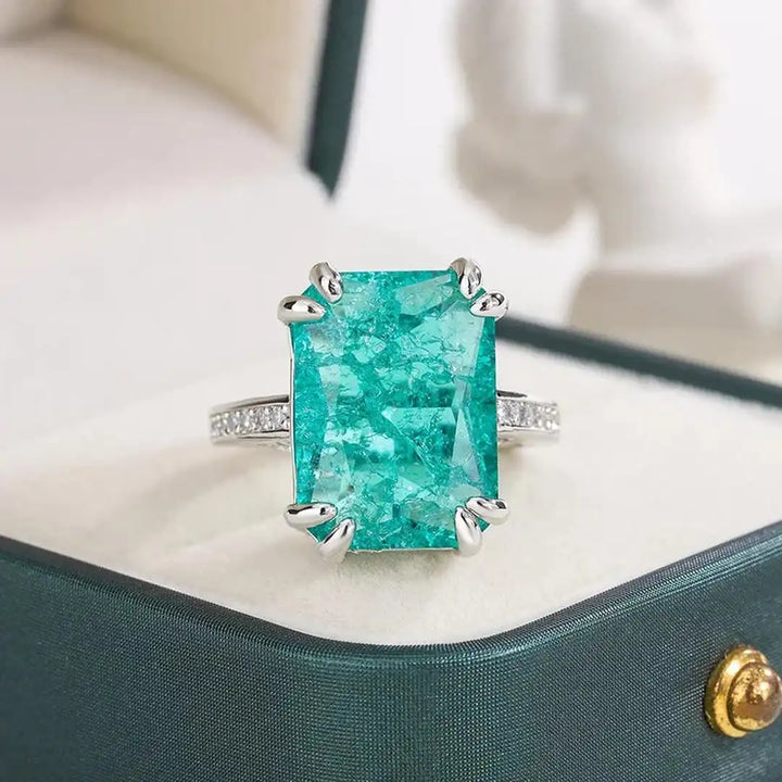 Bague Exquise en Moissanite Bleu-Vert