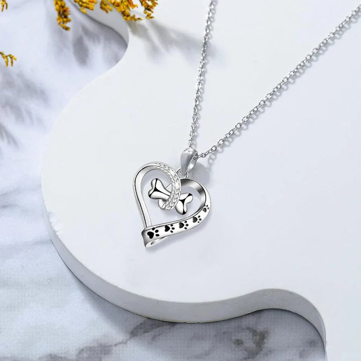 Ensemble de Bijoux 2 Pièces avec Charms Patte, Cœur et Os