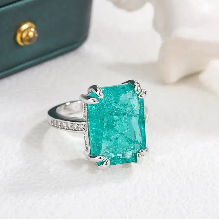 Bague Exquise en Moissanite Bleu-Vert