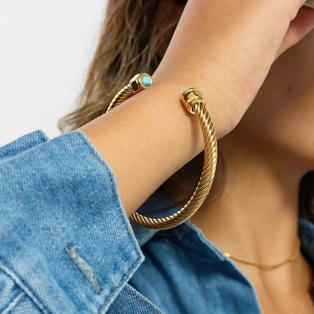 Bracelet vintage en pierre ajustable doré
