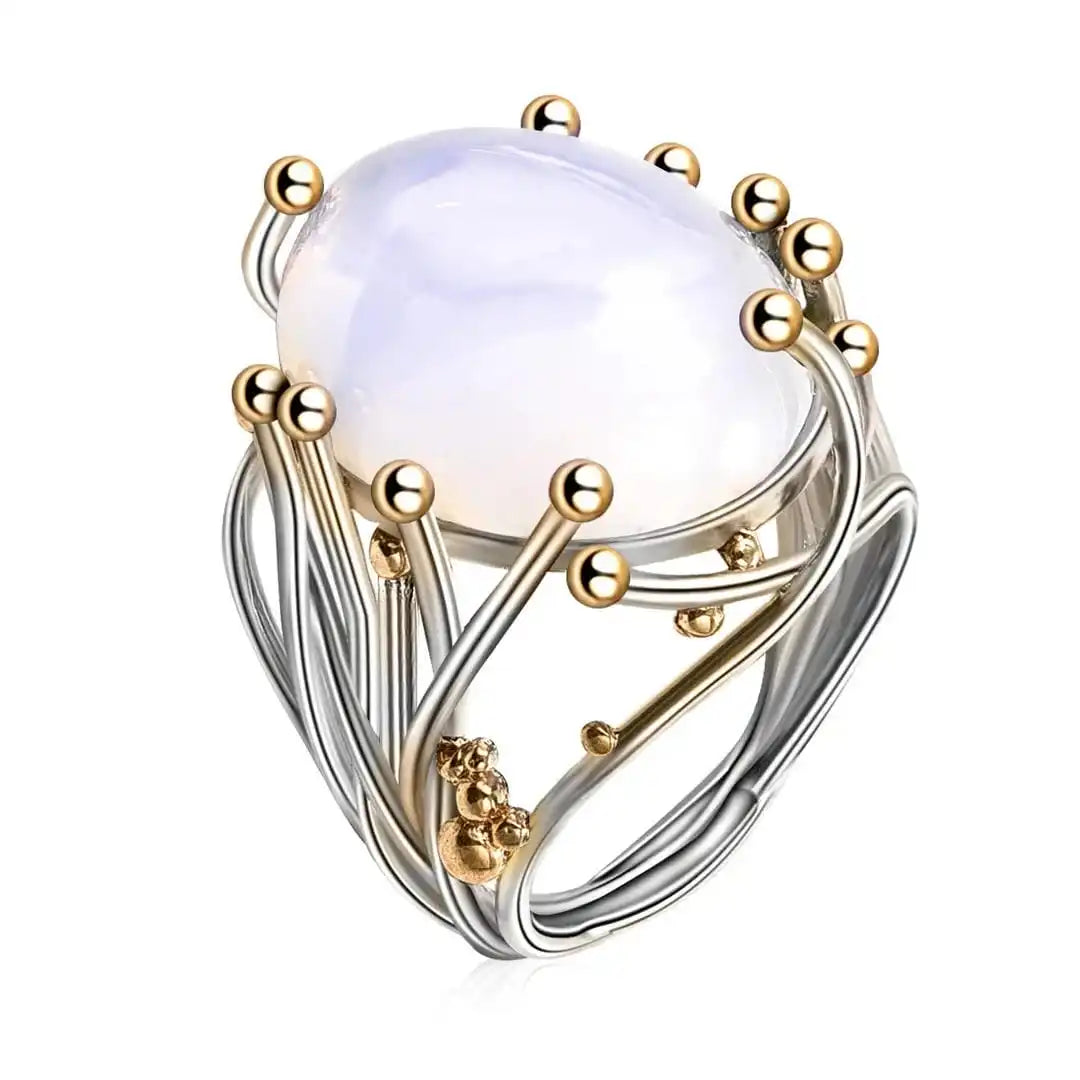 Bague Déclaration en Pierre de Lune Aura Galactique