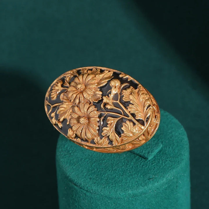 Bague en Argent Floral Art Déco