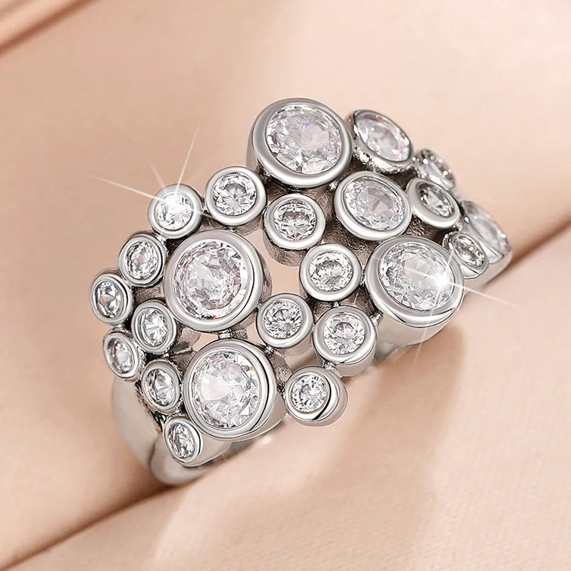 Bague Ronde en Zircon Cubique de Luxe