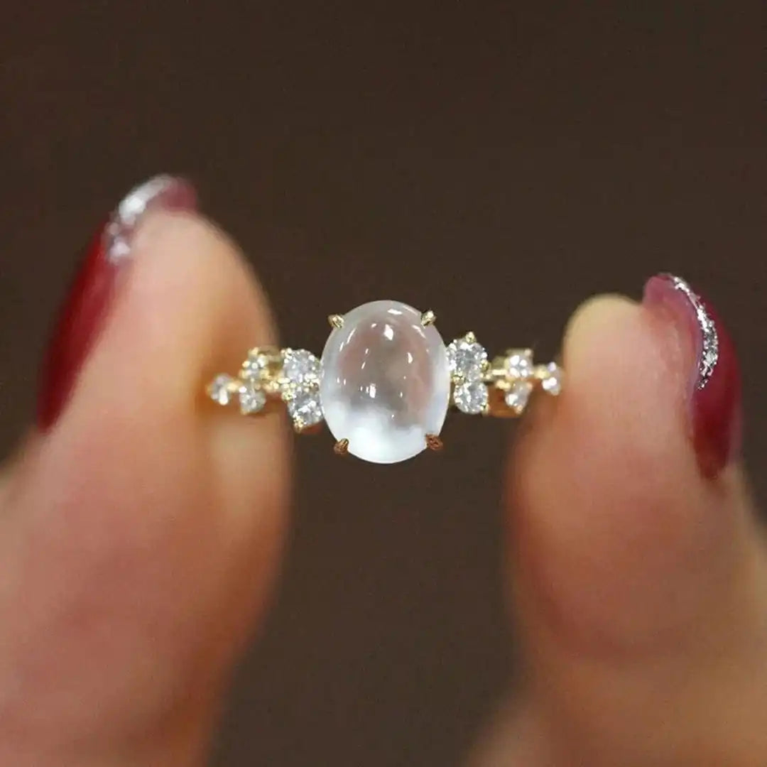 Bague en Cristal de Pierre de Lune Éclat Lunaire