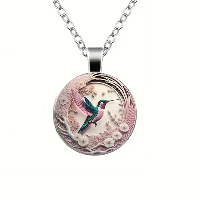 Collier Pendentif en Verre Dôme Colibri