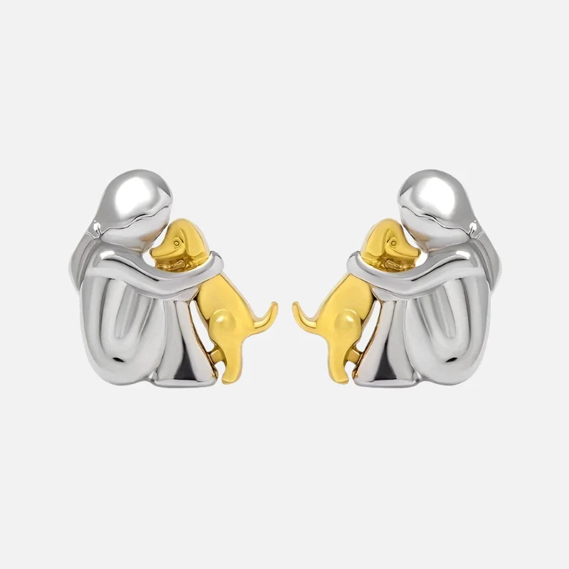 Silver and Gold Two-Tone Hug Earrings