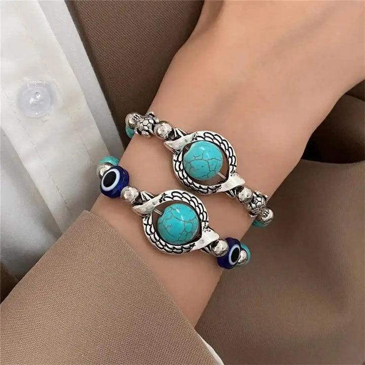 Bracelet en argent antique avec turquoise Aqua